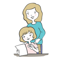 Mother and daughter doodle style-Vector character design