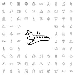 Plane icon. set of outline tourism icons.