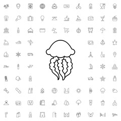 Jellyfish icon. set of outline tourism icons.