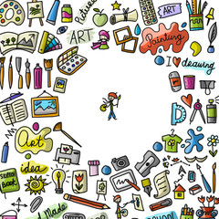 School of drawing, art background for your design