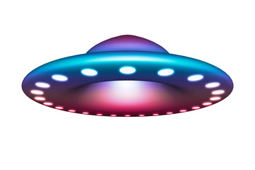 Alien spaceship ufo isolated on white background 3d rendering. © oobqoo