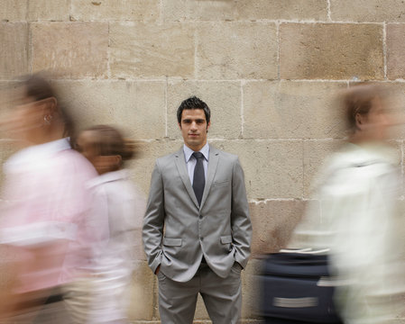 Business man in crowd