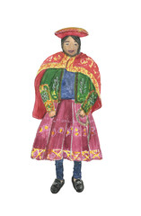 Watercolor painting woman from Peru
