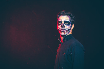 Naklejka na ściany i meble halloween scary skeleton man portrait