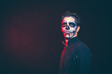 halloween scary skeleton man portrait