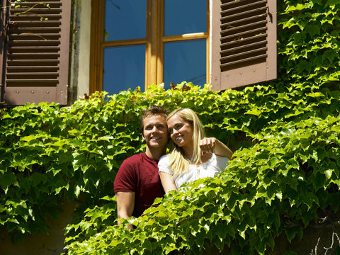 Couple looking at view