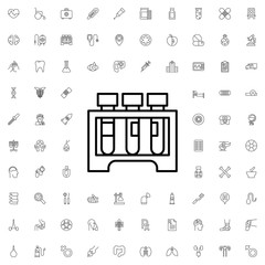 Test tube icon. set of outline medicine icons.