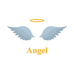 Obraz premium Angel icon illustration isolated on white background. Angel vector logo. Flat design style.