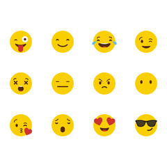 Set of Emoticons. Set of Emoji. Smile icons. Isolated vector illustration on white background