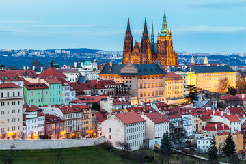 Obraz premium Area Lesser Town of Prague, near the church Saint Vitus, Ventseslaus and Adalbert. Czech Republic.