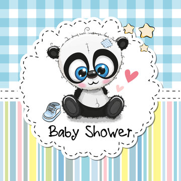 Baby Shower Greeting Card with Cartoon Panda