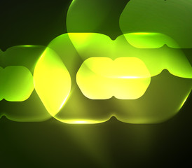 Blurred transparent hexagons on dark, digital abstract background