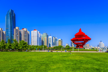 Urban architecture and skyline of Qingdao - obrazy, fototapety, plakaty