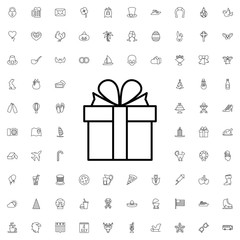 Present icon. set of outline holiday icons.