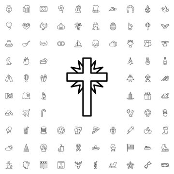 Christian cross icon. set of outline holiday icons.