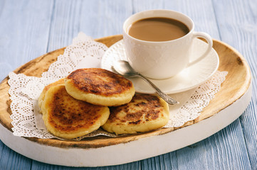 Cottage cheese pancakes, russian style cuisine.