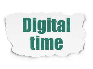 Timeline concept: Digital Time on Torn Paper background