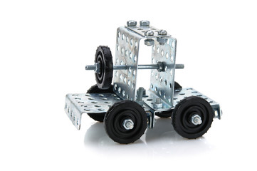 truck tractor toy - metal kit for construction isolated on white background