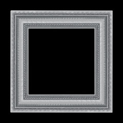 The antique gray frame on the black background