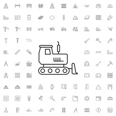 Bulldozer icon. set of outline construction icons.