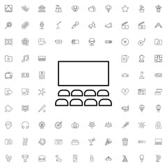 Naklejka premium Cinema hall icon. set of outline entertainment icons.