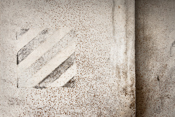 Grey abstract background. White painted iron old wall