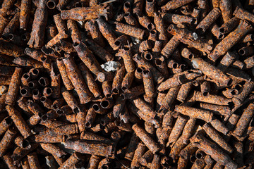 Background rusty shells from the machine gun