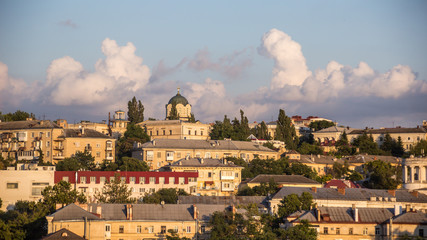 Fototapeta na wymiar View of Sevastopol from a hill at sunset