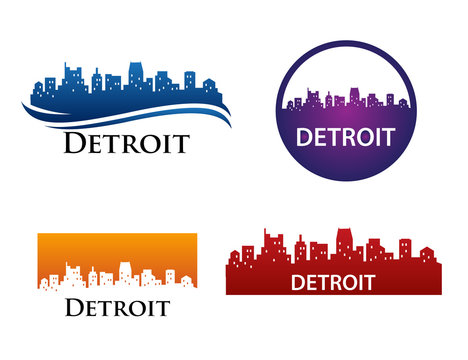 Detroit City Skyline Logo Template
