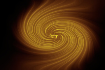 Glowing Golden Illustration Of Swirling Backdrop Fluid Surface Center In Middle Of Funnel On Black Background 