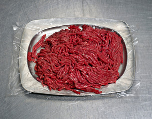 A steel plate of minced meat