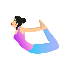 Woman is practicing yoga. Vector illustration of a sporty girl doing a yoga exercise.