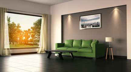 3D rendering of interior modern living room 