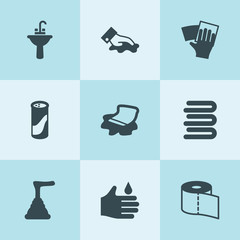 Set of 9 bathroom filled icons