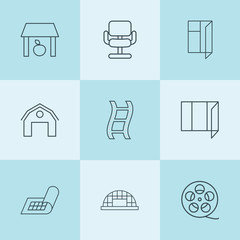 Set of 9 frame outline icons