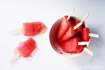 Homemade watermelon popsicles; ice pop
