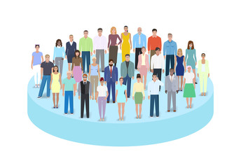 Team of people on a podium, vector illustration
