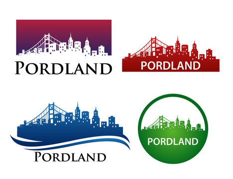 Portland City Skyline Logo Template