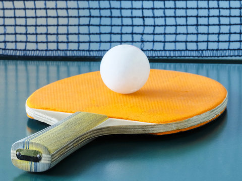 Ping pong racket close up