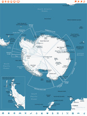 Obraz premium Antarctic region Map - Vector Illustration