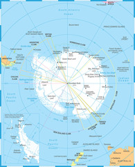 Antarctic region Map - Vector Illustration - obrazy, fototapety, plakaty