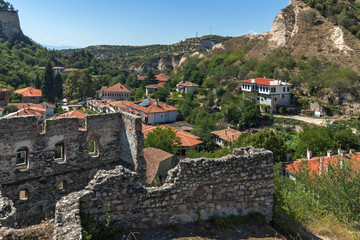 Fototapeta na wymiar Sand pyramids, Ruins of Medieval fortress and Panorama to town of Melnik, Blagoevgrad region, Bulgaria