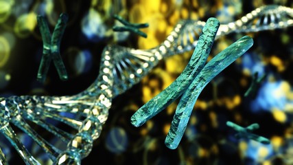 Chromosome, DNA, 3d rendering
