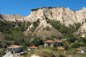 Sand pyramids and Panorama to town of Melnik, Blagoevgrad region, Bulgaria