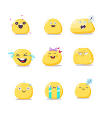 Fototapeta premium Vector set of cute Christmas emoji characters. Flat style.