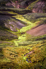 Icelandic mountain landscape, Landmannalaugar mountains summer season.