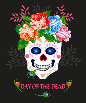 Day of the dead invitation vector poster. Dia de los muertos.