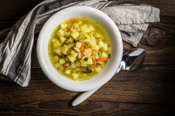 Cucumber soup with vegetables.