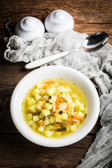Cucumber soup with vegetables.