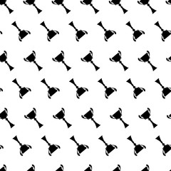 CWinner trophy cup seamless pattern. Black simple silhouette texture. Championship prize for first place. Vector illustration.
